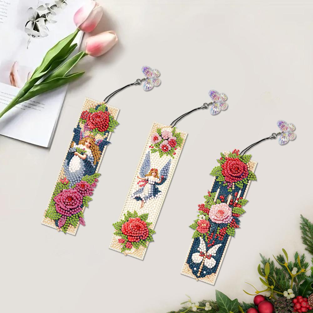 3Pcs Special Shape Flowers Castle Diamond Painting Bookmark 5D DIY Diamond Painting Bookmark DIY Bookmarks Diamond Painting Kits