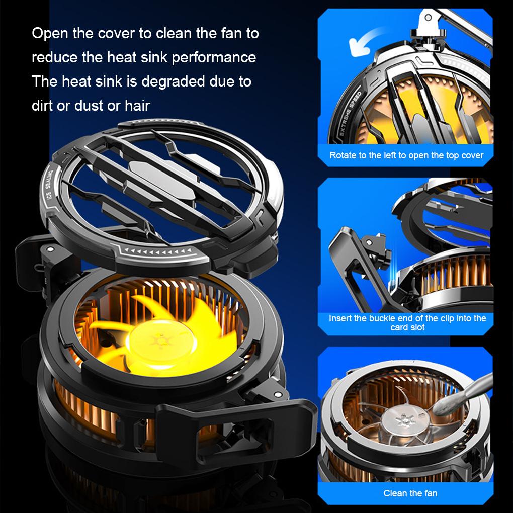 CX70 Magnetic Semiconductor Cooler For Phones Low Noise Strong Grip Long-term Grip Without Fatigue Smartphone Universal Black