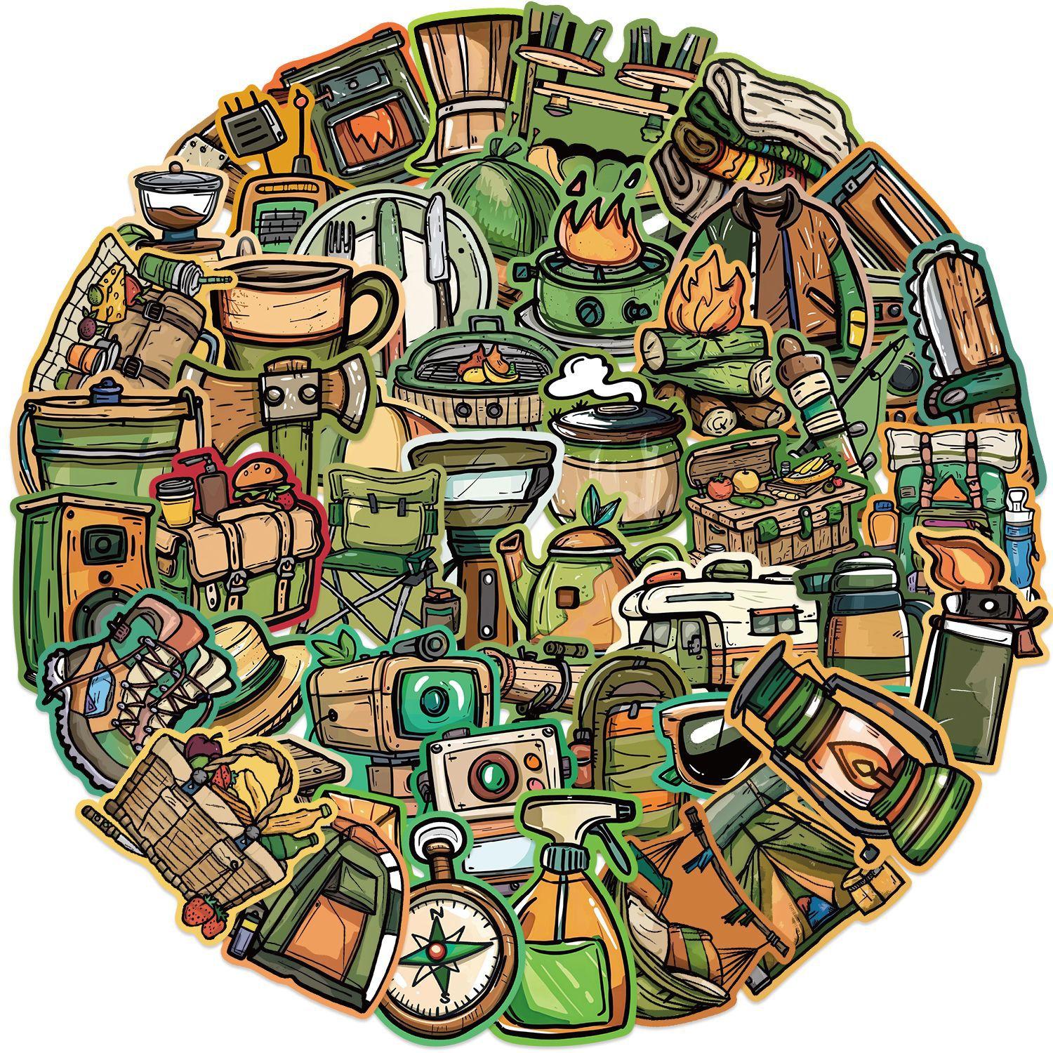 

50pcs Outdoor Camping Gear Cartoon Graffiti Stickers DIY Phone Guitar Laptop Notebook Suitcase Waterproof Sticker Kids Toy Gifts