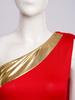 S-XXL Lyrical Worship Dance Dress One Shoulder Sleeveless Metallic Shiny Patchwork Slit Hem Tunic with Drape for Stage