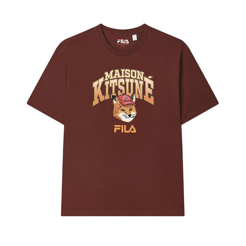 

New FILA x Maison Kitsune Little Fox T Shirt Unisex Terracotta Red Brown F11U529102FBN L