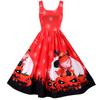 Fashion Women Vintage Halloween Print Sleeveless Evening Party Prom Dress
