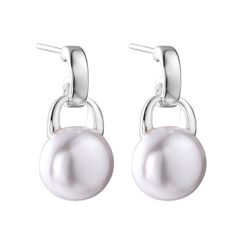 Minimalist White Pearl C-Shaped Half Moon Earrings Women Sterling Hypoallergenic Studs Elegant Chic Jewelry 925 Sterling Silver