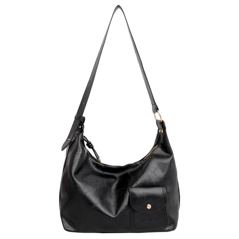 

Crescents Shoulder Bag Women Leather Crossbody Bag Hoboes Purse Clutches Handbag with Adjustable Strap Underarm Bags чорний