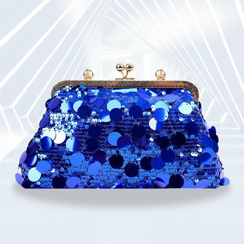 

Women s Evening Handbag Purse Sparkly Sequin Lady Top Handle Bags Glitter Evening Clutches Bling Party Prom Shoulder Bag синий