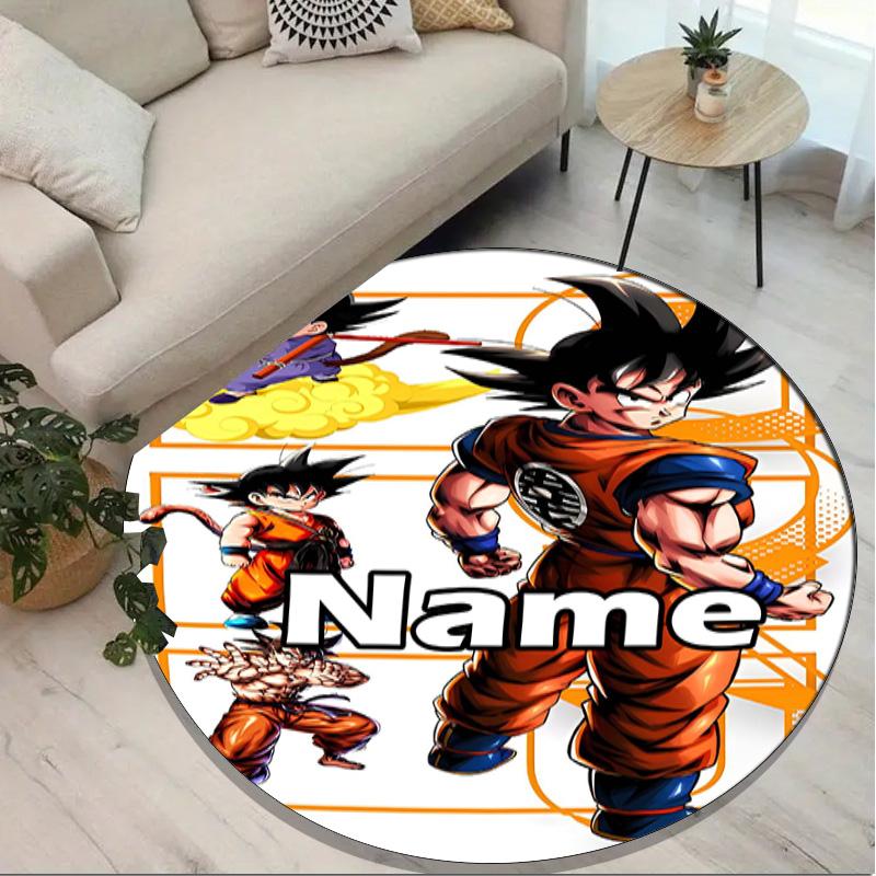 Custom Name Personalized Anime Print Round Rug, Versatile Home Decor Carpet, for Playroom, Apartment, Balcony, Entryway, Hallway Gift