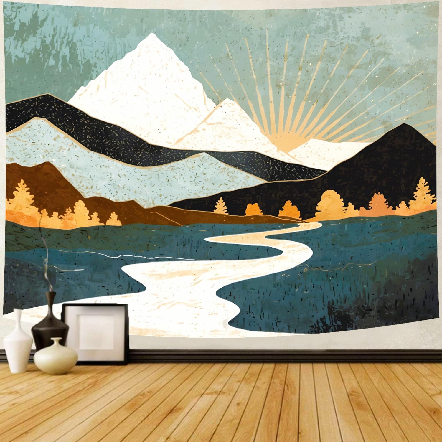 Delur Boho Mountain Sunset Tapestry 75x100 чёрный