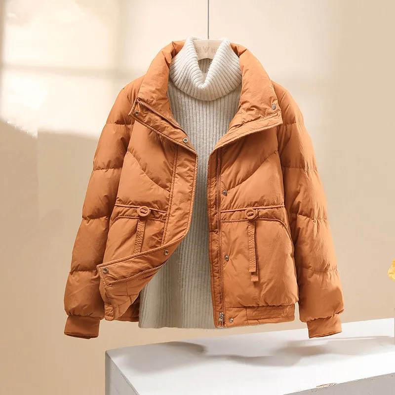 Down Jacket Women Short Cotton Jacket Winter Stand-up Collar Versatile Solid Color Windproof Warm Padded Jacket
