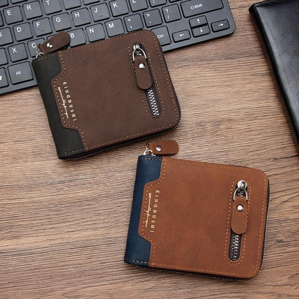 Large Capacity Men's Short Wallet Multi-position Card Holder Durable PU Leather Coin Purse  Male