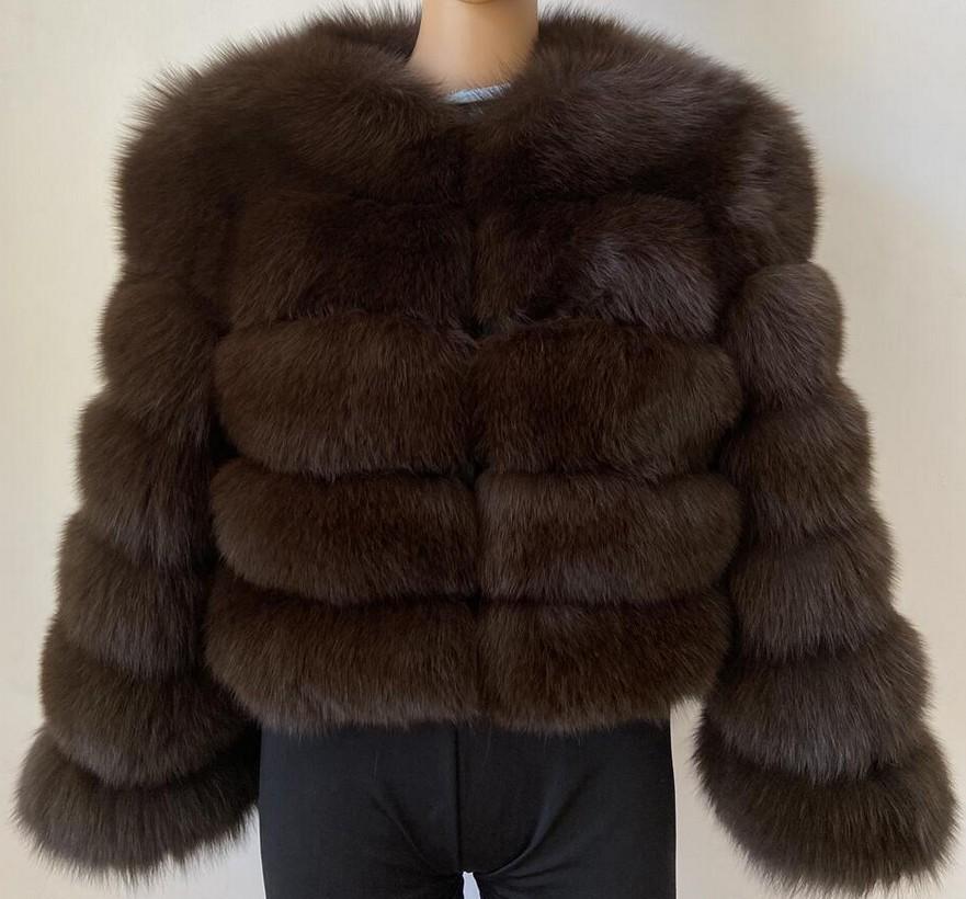 Kurzer Wintermantel aus Kunstfuchs für Damen - Europäischer & Amerikanischer Stil, Langärmelig