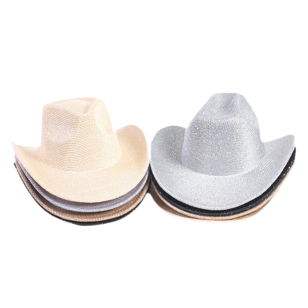 Popular European and American classic western denim straw hat, men's and women's fashion outdoor sunscreen sequined straw hat