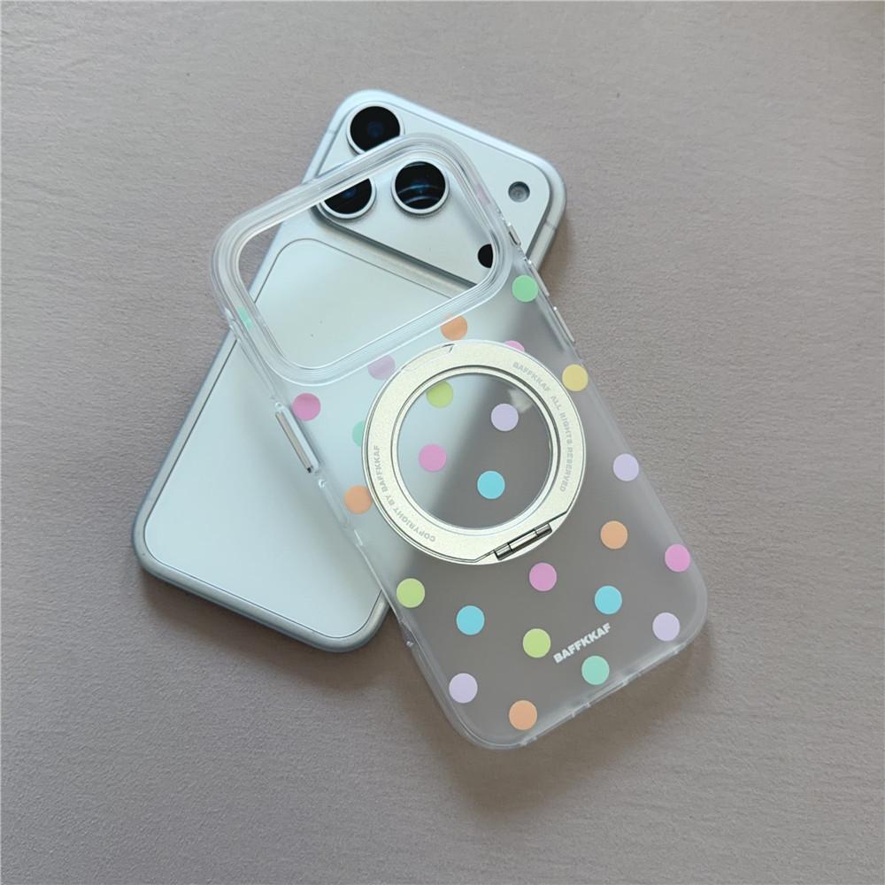 Dopamine Polka Dot Rotating Stand iPhone Case - Drop-proof for iPhone 17 Pro & 16 Pro Max, 15 with High-end Feel 16 Pro