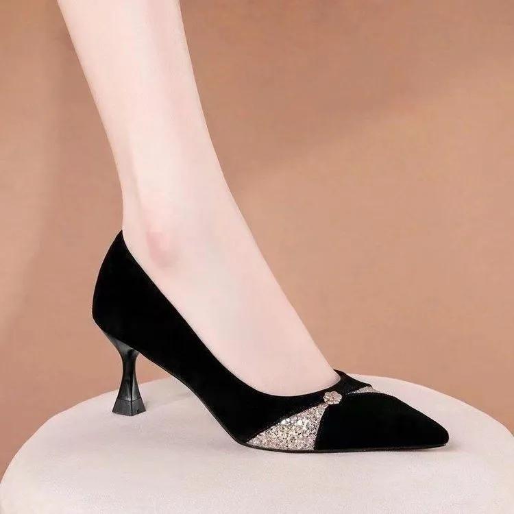 

женские милые сладкие легкие черные весенние слипоны на шпильке туфли женская мода комфорт элегантные туфли-лодочки на каблуке ea688 35