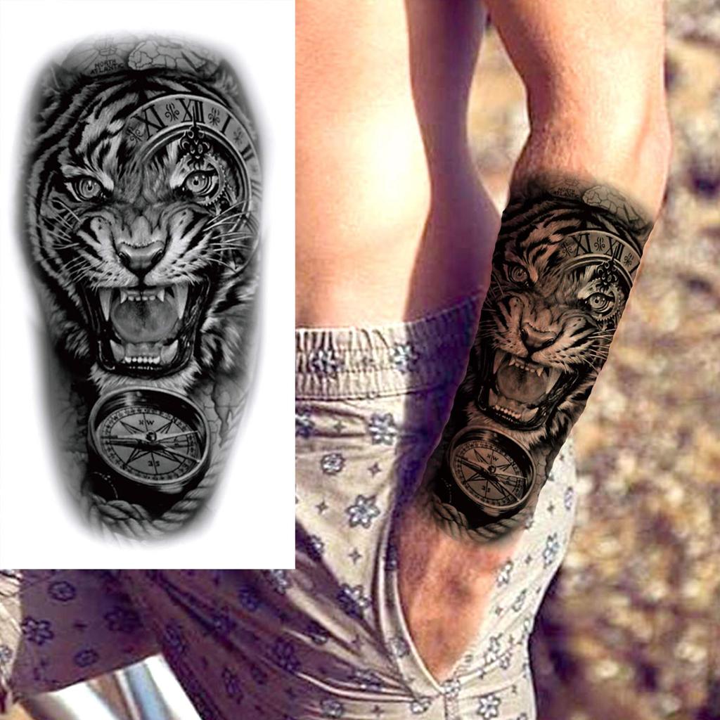 1 Sheet Wolf Lion Astronaut Temporary Tattoos For Men Women Adults Fake Tattoo Sticker Planet Galaxy Universe Outer Space