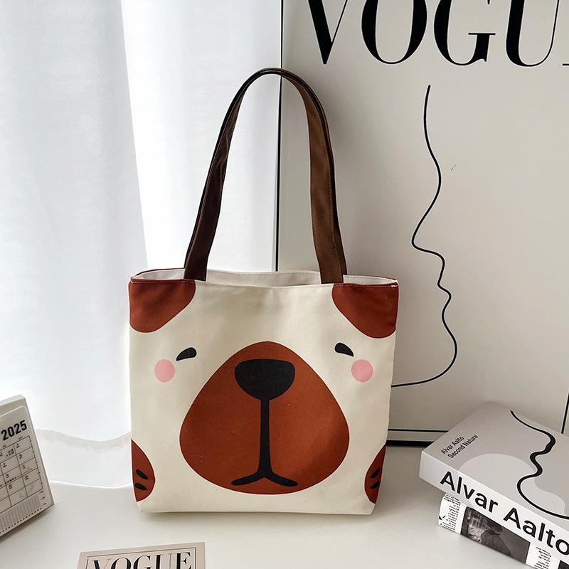Cartoon Cute Canvas Bag New Large Capacity Fashion Versatile Underarm Bag Casual Commuter Tote Bag