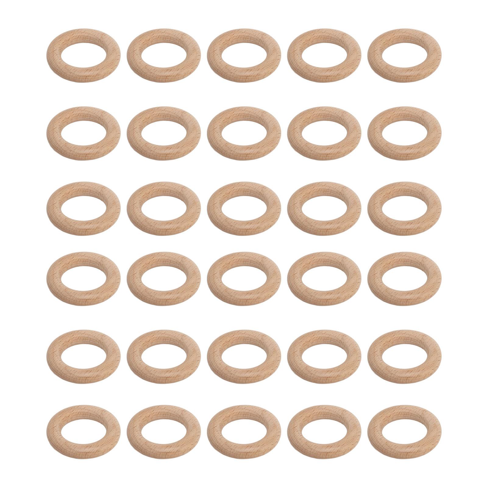 

30 шт. деревянных колец, необработанных, прочных, из бука, тонко отполированных, легко раскрашиваемых, макраме-колец для поделок 4cm