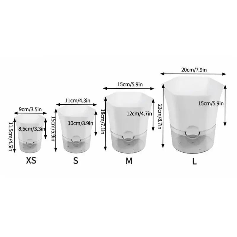 Self Watering Flower Pot Plastic Plants Pot Double Layer WIhite Planter Hydroponics Cotton Rope Self Absorbent Lazy Potted Decor