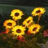 Waterproof Solar Sunflower Lawn Lamp Yellow Flower Realistic Design Solar Stake Light 3/6 Heads Creative Shape