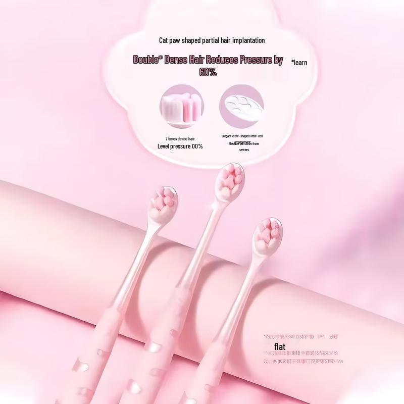 Lengsuanling Cat Paw Pink Soft Bristle Small Head Toothbrush (2-Pack)