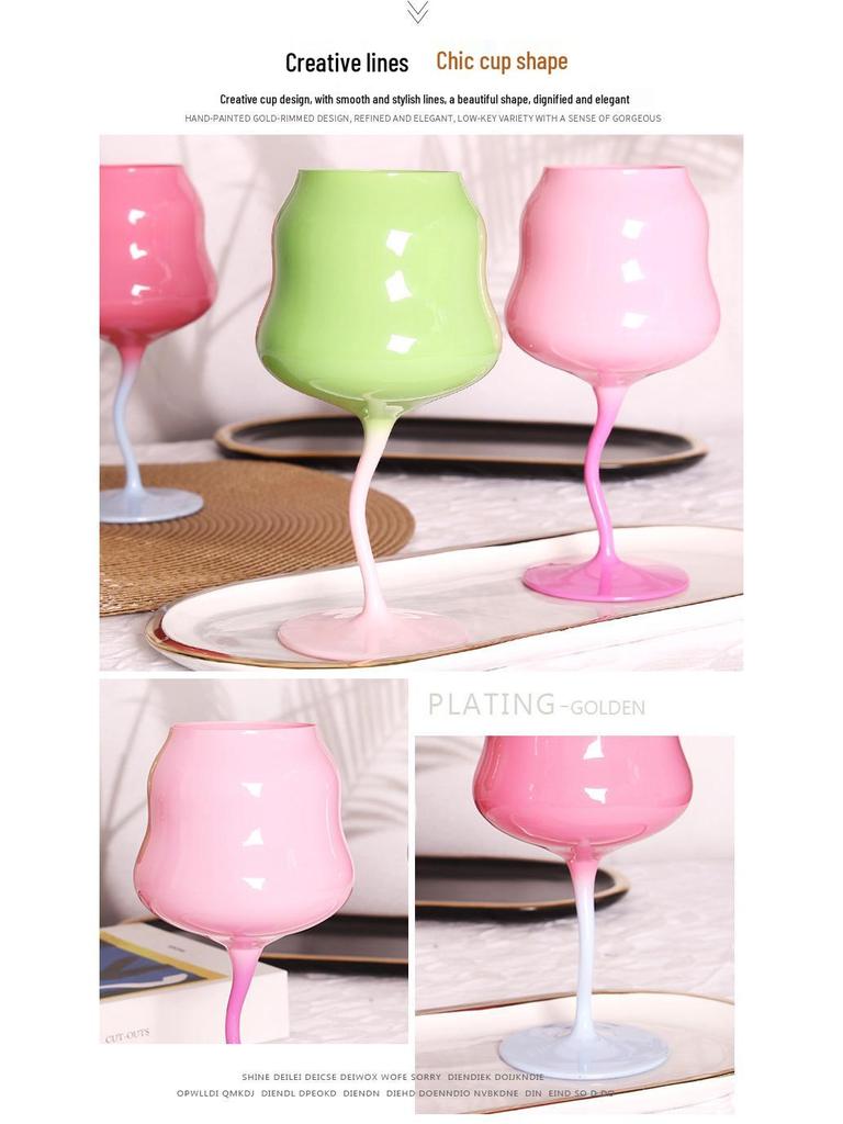 Chinese Style High-Stemmed Macaron Retro Twist Wine Glass