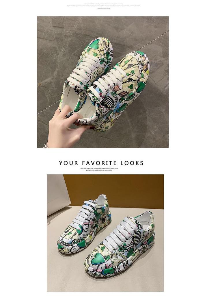 Women's Trendy 2024 Summer Autumn Graffiti Print Dad Shoes - Colorful, Large Size Casual Sneakers