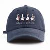 1pc SILLY GOOSE Print Washed Baseball Cap for Adults,Minimalist Retro Style Casual Soft Adjustable Dad Hat,Perfect As Gift