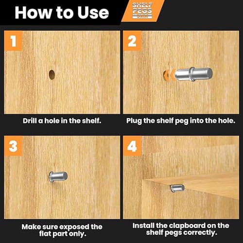 JUTOSU Shelf Dowels, Shelf Support Dowels, 5mm X 16mm, Pack of 40, Dowel Markers, Shelf Support Tweezers, Insert Type Metal Shelf Brackets, Furniture