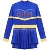 Girls One-Piece Cheerleading Costume: Long Sleeve Mesh Patchwork Shiny Diamonds Jumpsuit for Dance Gymnastic Performance