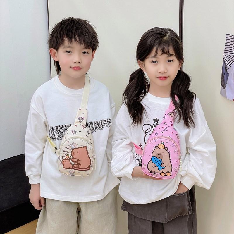School Bag Kapibara Breast Bag for Boys and Girls Casual Versatile Accessories Change Bag Travel Shoulder Messenger Bag