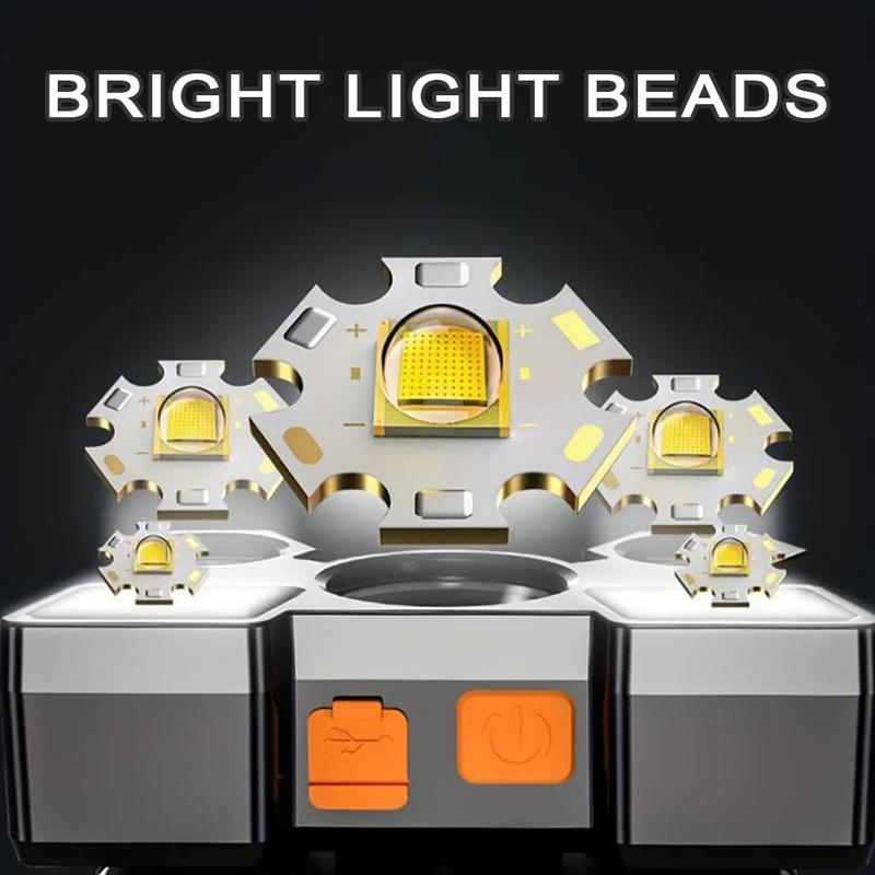 Portable Lightweight Headlight with USB Charging, Hands-free Brightness, and 4 Lighting Modes for Home, Emergency, and Work Use Durable Headlight