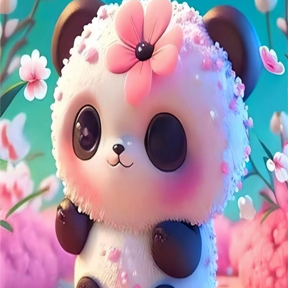 Adult Animal Diamond Painting, Cute Animal Diamond Painting DIY Diamond Dot Cow Panda Decorative Painting Dw1 panda (17*22)