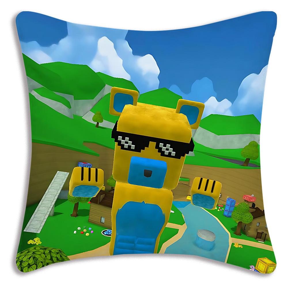 Fundas de almohada de juego S-Super Bear A-Adventure, fundas de cojín decorativas de sofá con estampado de dibujos animados para el hogar, de felpa corta y con estampado a doble cara.
