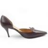 Pristine HERMES pumps Stitched Buckle Design Leather Brown leather Women 36.5 Used