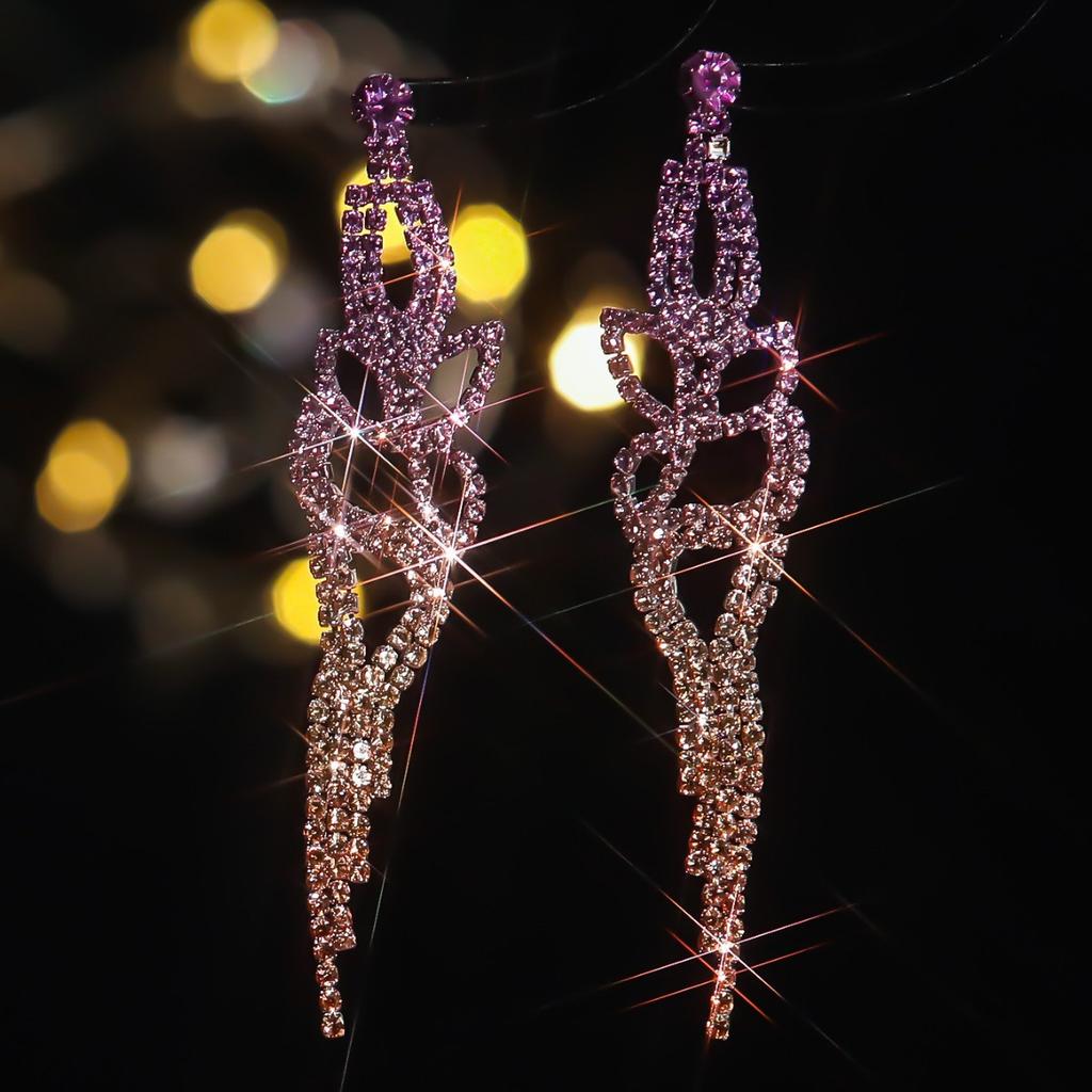 Colorful butterfly wing-shaped long earrings