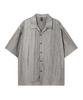 Weseullihyuseuteon Crinkle Linen Open Collar Half Shirt Gray