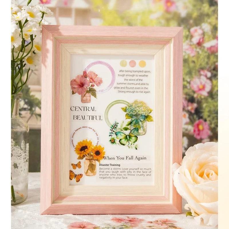 15 ks Kaleidoskopická série Vintage Rostlina Květina Krajina Materiál Koláž PET Nálepka Kreativní DIY Deník Scrapbook Kancelářské potřeby