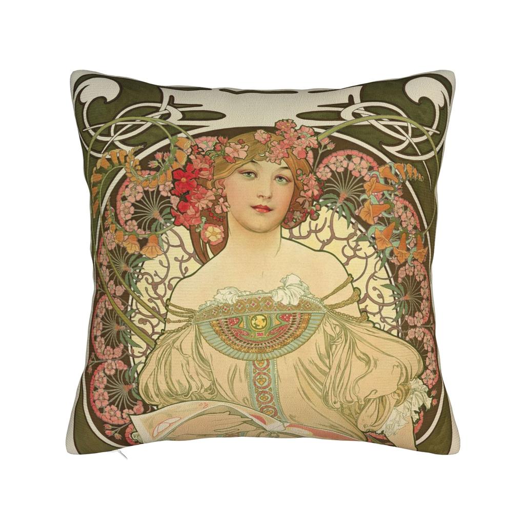 Alphonse Mucha (  )  Pillowcase Polyester Cushion Cover Decorations  Throw Pillow Case Cover Chair Zippered Xcm