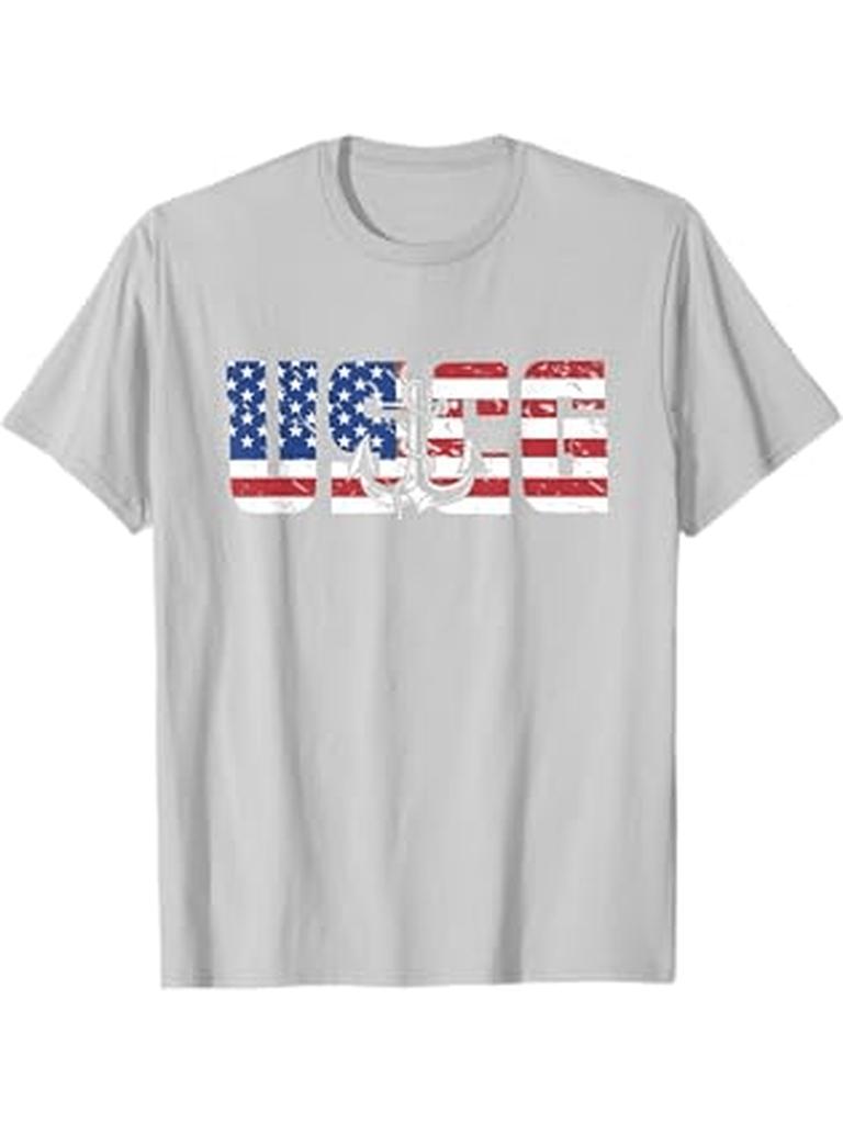 American Flag US Coast Guard TShirt 100 Cotton ONeck Short Sleeve Summer Casual Unisexs Tshirt Streetwear