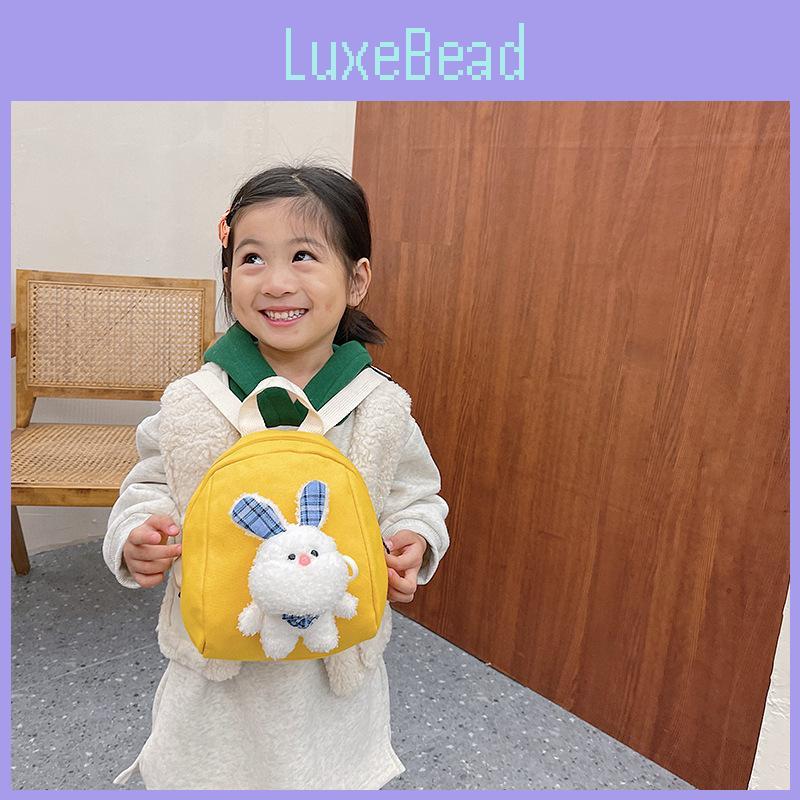 Rabbit Pattern Plush Childrens Backpack Outdoor Cartoon Mini Storage Bag
