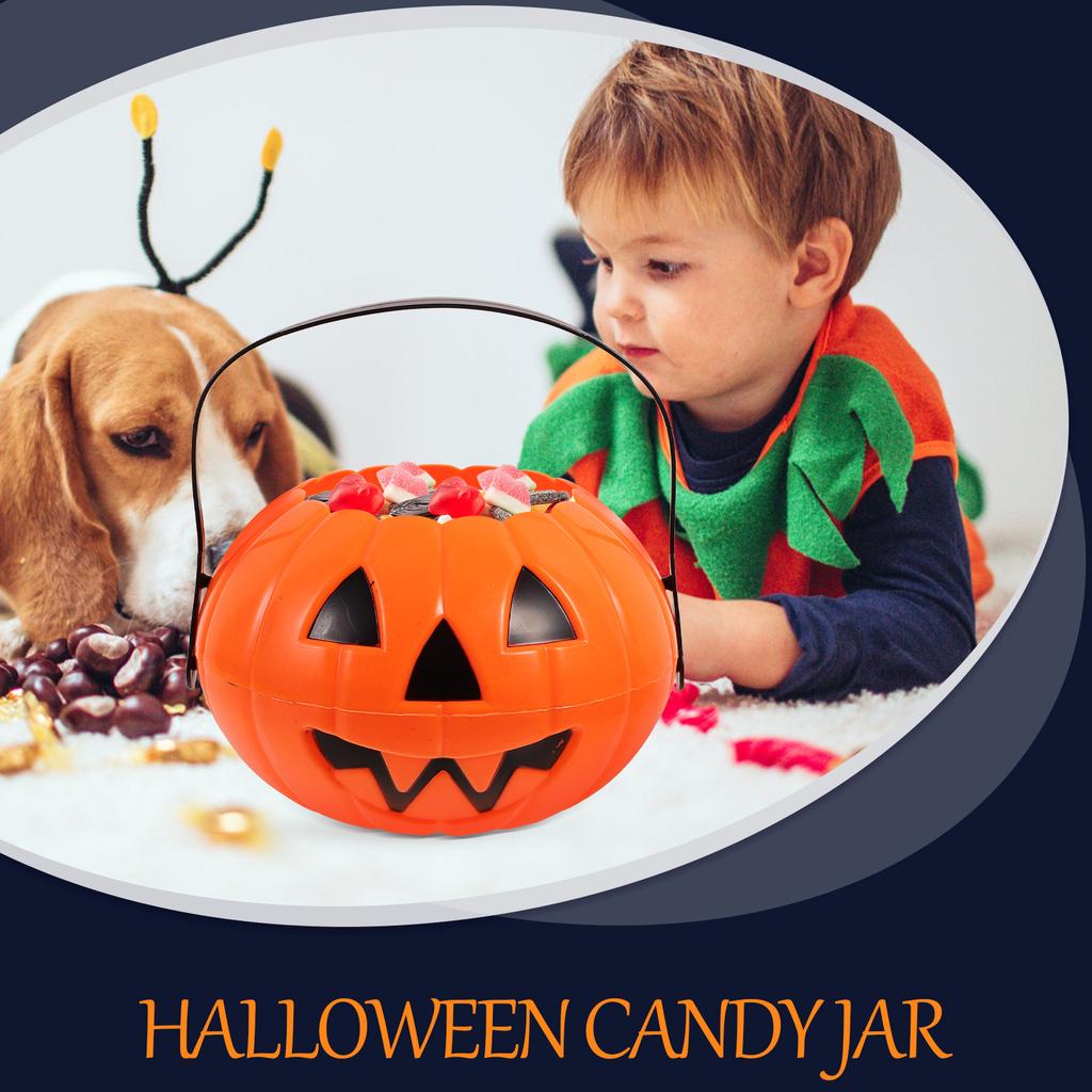 Trick or Treat Pumpkin Bucket Candy Bag Halloween Party Decoration Kids Plastic Buckets Small Container Treat Holder Gift