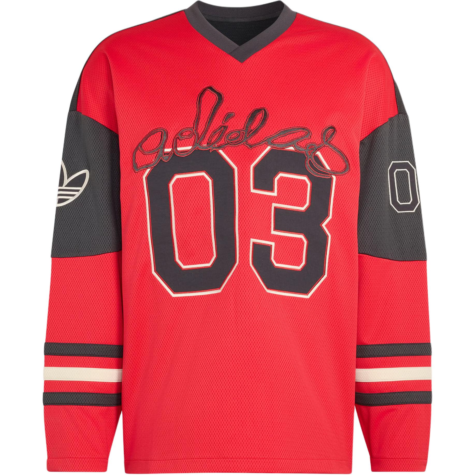 Adidas Originals Hockey Long V-Neck Sports Comfortable Casual Loose Long Sleeve T-Shirt Men Tops KU9187 S
