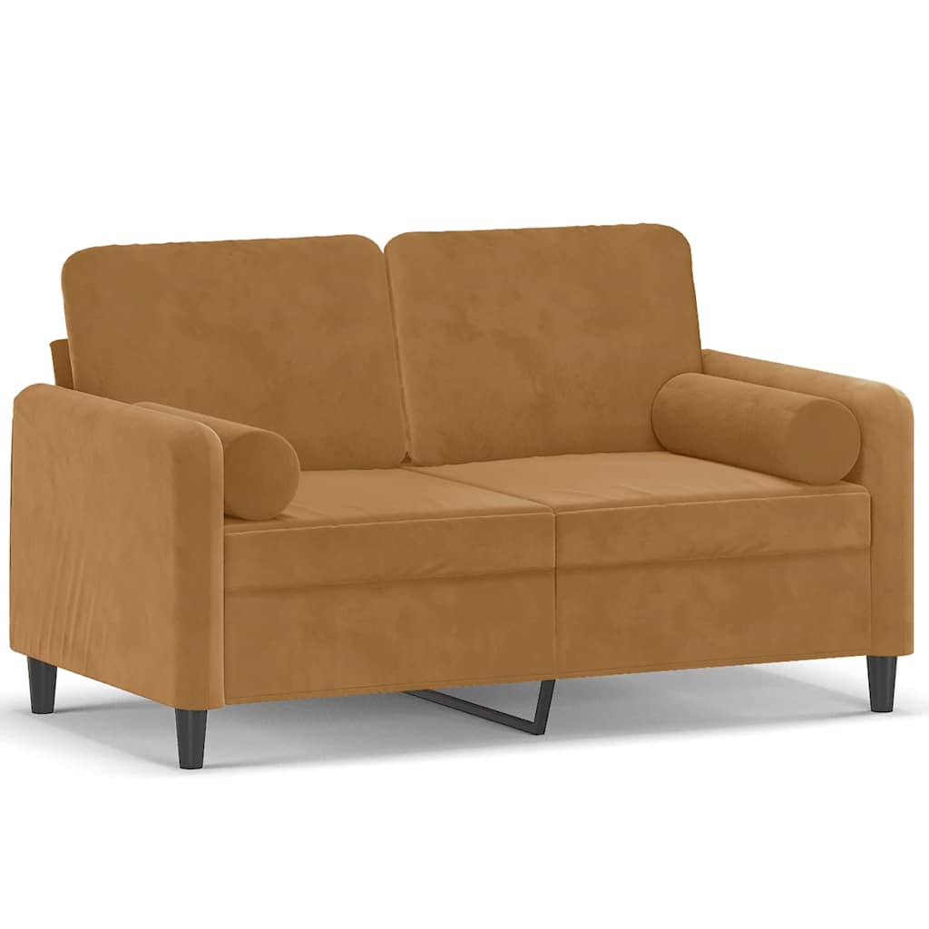 Vidaxl 2-Osobowa Sofa Z Poduszkami, Brązowa, 120 Cm, Aksamit