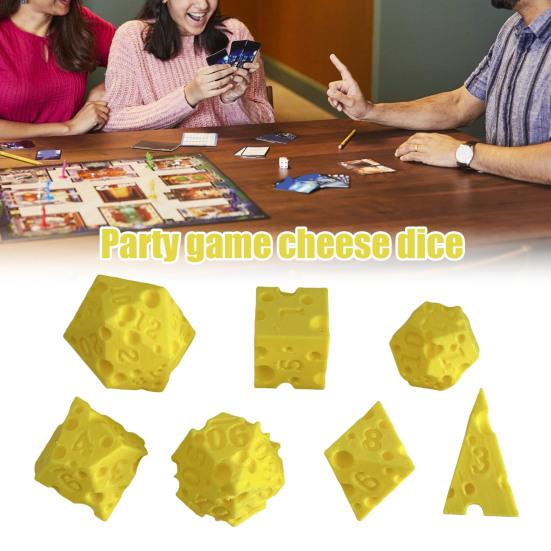 7Pcs/Set Cheese Dice D4/6/8/10/12/20 Multi-side Gaming Dice Adults Family Night Party Polyhedral Dice Board Game Essentials