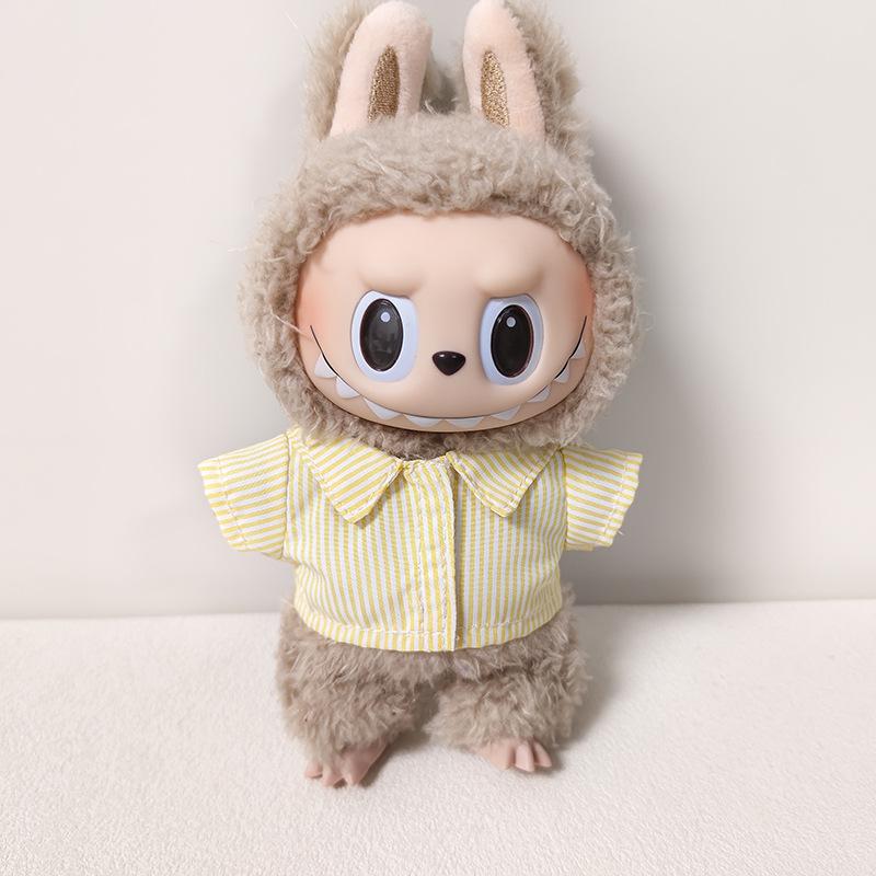 Labubu Pendant Clothing Set for First & Second Generation: Includes Striped Shirt, Pants, & Bag Replacement for Labubu Doll