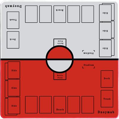 Dnoymab Full Size Playmat Card Game Rubber Playmat for 2 Players with Non-Slip Storage Bag 60x60cm (2mm Red/White)