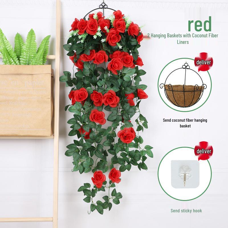 Artificial Violet Flower Vine - Silk Rose Hanging Decor for Weddings and Walls