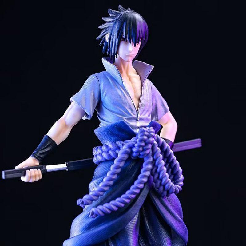 35cm Naruto Anime Figure Standing Posture Door God Sasuke Uchiha GK Statue Action Figure Decoration Collect Model Toys Gift