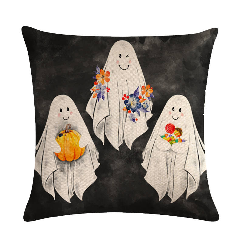 Home Decoration Pumpkin Cat Witch Halloween Happy Printing Poly Pillow Pillow Case Funda De Almohada