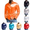 2026 Men's Casual Fashion Glossy Long Sleeve Lapel Shirt Color Dingcloth Shirt