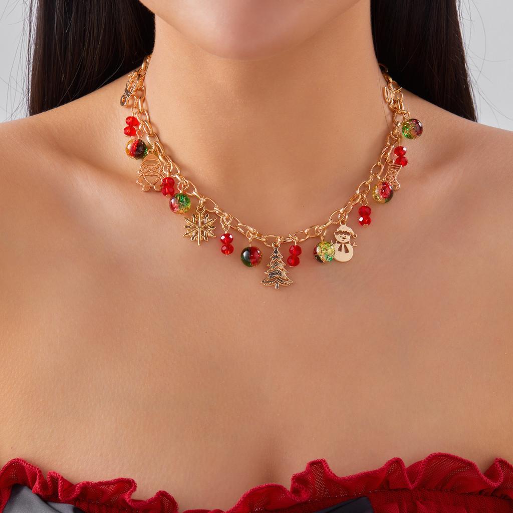 Cute Snowman Christmas Jewelry With Alloy Pendant For Holiday Gift